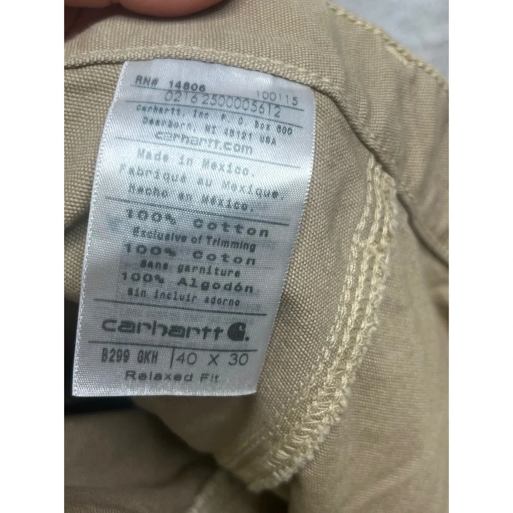 Carhartt‎ B299 DKH Relaxed Fit Canvas Work Pants Mens 40x30 Khaki Tan Carpenter